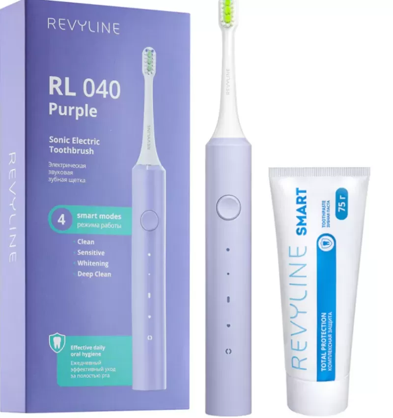 Звуковая зубная щетка Revyline RL040 в ярком дизайне и паста